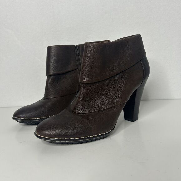 Sofft Brown Leather Heel Ankle Boots Booties Size 9 Dressy Career - Picture 1 of 8